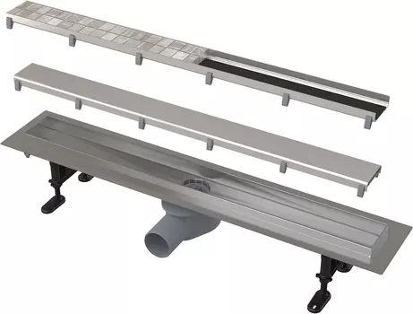 Душевой трап (лоток) AlcaPlast APZ13-DOUBLE9-750 с решеткой и опорами, 75 см