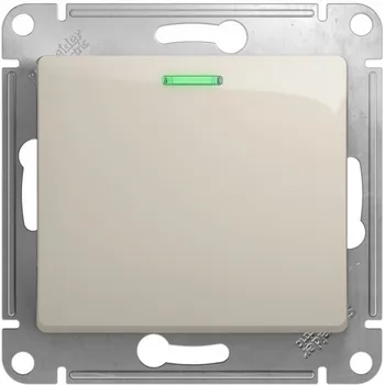 Выключатель одноклавишный с подсветкой (молочный) Systeme Electric Glossa GSL000913