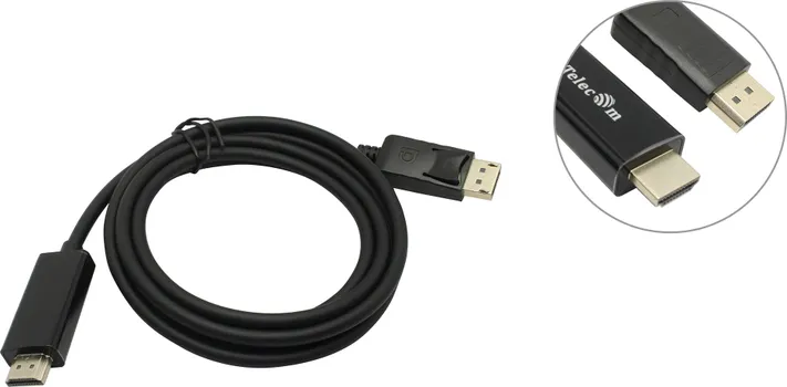 Кабель-переходник (адаптер) HDMI(m)-DisplayPort (m), 1.8 м, черный Telecom TA494 (TA494)