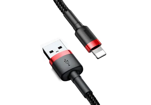 Кабель USB-Lightning 8-pin, 1.5А, 2 м, черный/красный, Baseus Cafule (CALKLF-C19)