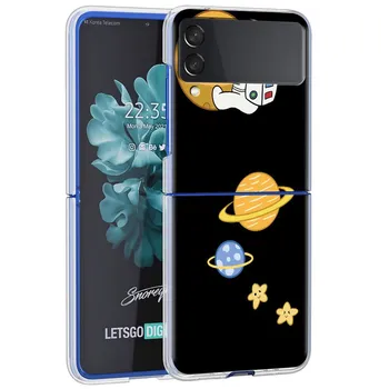 Luxury Astronaut Case For Samsung Galaxy Z Flip 4 5G Transparent Hard Cell Phone Cover ZFlip Clear PC Luxury Shell Coque Samsung Z Flip