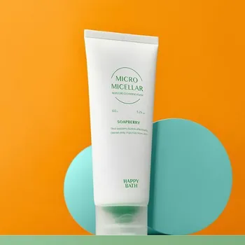 [Слабощелочная] Happy Bath Micromicellar Soapberry Moisture Cleansing Foam 150г, Корея очищающая