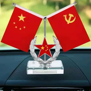 Подъемный сплав китайский флаг украшение для автомобиля офисный стол красный флаг украшения для дома гостиная телевизор шкаф декор аксессуары 17X16CM