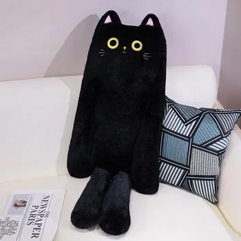 Корейская подушка-плед для сна с кошкой, милая кукла с длинными ногами, черная кошка, белая кошка, для сна в кровати, кукла-сэндвич, длинная подушка 80cm коричневый