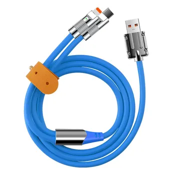 3in1 6A 120W USB-кабель для быстрой зарядки для IPhone Micro USB Type-C 8-контактный зарядный кабель для Huawei Samsung Xiaomi Wird Cord синий