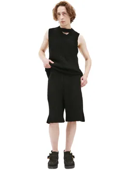 Black knitted shorts