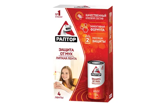 Лента Раптор липкая от мух, 4 шт