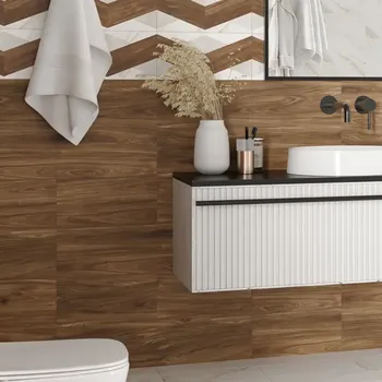 Плитка настенная Kreaforta Mersey Wooden 20x40 см 1.2 м матовый цвет бежевый