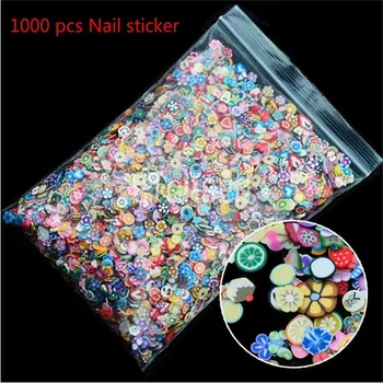 1000 шт 3D фрукты животные Fimo ломтик глины DIY дизайн ногтей советы наклейки украшения