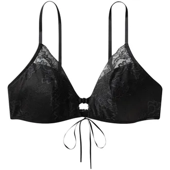 Calvin Klein Черный сексуальный бюстгальтер с кружевной завязкой спереди и треугольными чашками, женское нижнее белье Space-Black QF7160-UB1 S