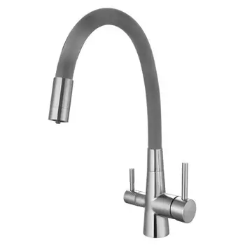 смеситель для кухни ESKO Coral Grey канал для фильтра гибкий излив серый