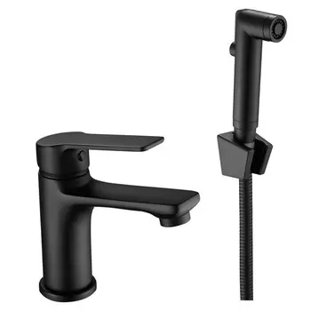 смеситель для раковины ESKO Singapore black с гигиеническим душем черный