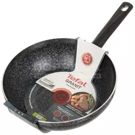 Сковорода-вок алюминий, 28 см, антипригарное покрытие, Tefal, Granit, 4192628, индукция