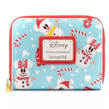 Кошелек Loungefly Disney Seasonal Snowman Minnie Mickey AOP Zip Around Wallet