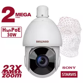 Видеокамера IP Beward SV2017-R23 2 Мп, 1/2.8" КМОП SONY Starvis, купольная скоростная 0.5-240°/сек, 0.002 лк (день)/0.001 лк (ночь)