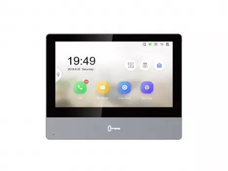 Видеодомофон HIKVISION DS-KH8350-TE1 7" цветной TFT LCD, 1024*600, сенсорные кнопки, встроенные микрофон и динамик, слот для TF карты до 32Гб, тревожн