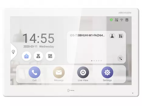 Видеодомофон HIKVISION DS-KH9510-WTE1(B) 10'' цветной IPS-сенсорный экран, разрешение 1024х600, емкостный сенсорный экран/кнопки