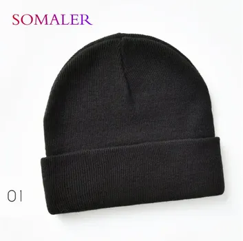SOMALER женские осенне-зимние вязаные шапки унисекс теплые повседневные брендовые мужские шапки мужские женские пары уличные спортивные шапки в стиле хип-хоп тёмно-синий