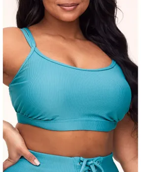 Женский спортивный бюстгальтер в рубчик Remy Rib Bra больших размеров Adore Me, синий