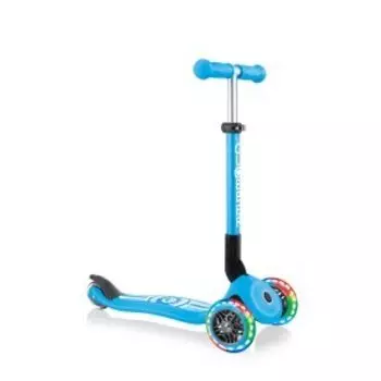 Самокат Globber JUNIOR FOLDABLE FANTASY LIGHTS, складной, трехколесный, детский, светящиеся колеса, голубой