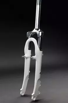 Вилка велосипедная ZOOM YS-768, сталь, 26"х1 1/8", ход 40мм, V+D, белая (без лого), 5-395303