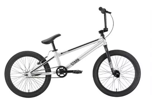 ВМХ велосипед Stark Madness BMX Race 20" 2022 (Рама: 9" (Рост: 135-175 см), Цвет: серебристый/чёрный)