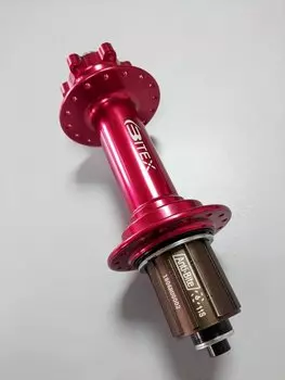 Втулка велосипедная Bitex, задняя, для фэтбайка, барабан Shimano алюминий, QR, 190 мм, красный, FB-MTR-M10-190Red_ShimAL