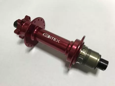 Втулка велосипедная Bitex, задняя, для фэтбайка, барабан SRAM XD, сквозная ось 12 мм, 190 мм, красный, FB-MTR12-190Red