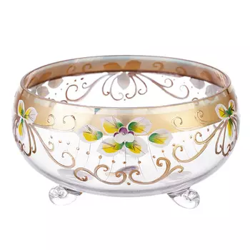 Конфетница на ножках bohemia star crystal (star crystal) золотой 20x10 см.