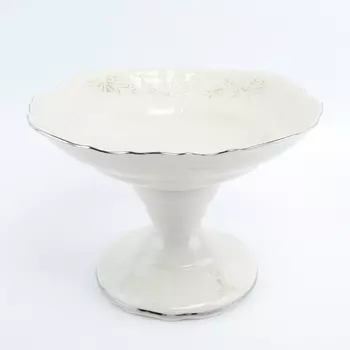 Конфетница на ножке платиновый узор be-ivory (bernadotte) белый