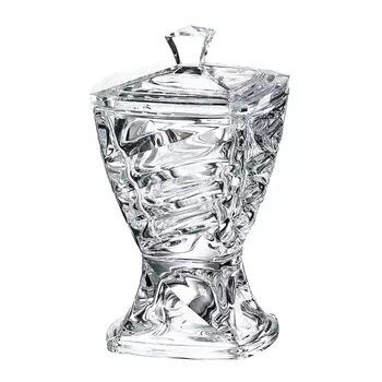 Конфетница с крышкой на ножке facet (crystalite bohemia) прозрачный 24 см.