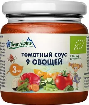 Соус томатный Fleur Alpine детский 9 овощей с 3 лет 95г (упаковка 3 шт.)