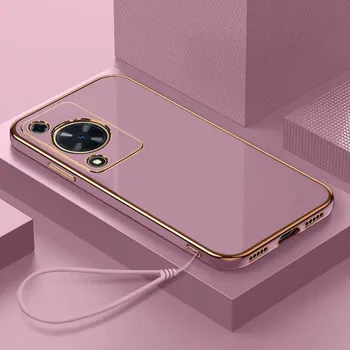 Для Huawei Nova Y72 Чехол Huawei Nova Y72 Чехол Huawei Nova Y72 Роскошный квадратный чехол для телефона Противоударная задняя крышка Huawei nova Y72&Case & Strap
