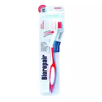 BIOREPAIR Щетка зубная для чувствительных зубов изогнутая, красная / Biorepair CURVE Denti Sensibili