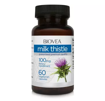 BIOVEA Добавка биологически активная к пище Молочный чертополох / Milk Thistle 100 мг 60 капсул