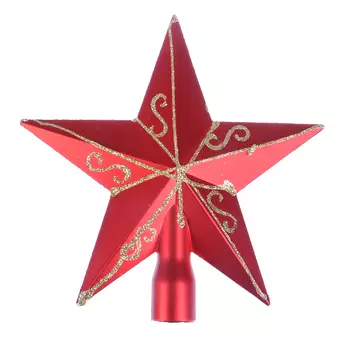 Звезда на елку СНОУ БУМ с декором, 15 см, пластик, красный, золото