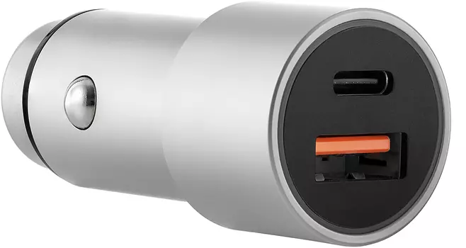 Автомобильное зарядное устройство uBear Ride USB-A + USB-C, PD, 20Вт серебристый