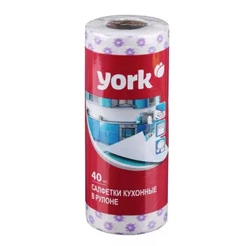 YORK Салфетки вискозные Премиум, в рулоне 40 шт, 25х40см