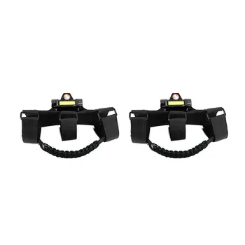 Автомобильный зонт, веревка, ручка на крышу с подсветкой для Jeep Wrangler JL/ Gladiator JT JK 2007-2023, 2 шт. Black Red