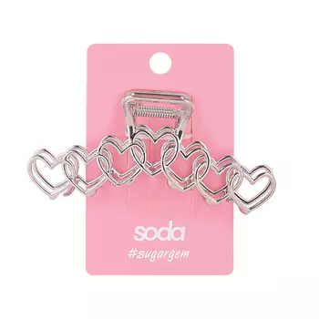 SODA Заколка-крабик для волос Silver Hearts