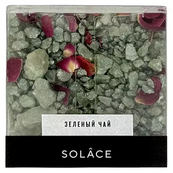 SOLACE Мерцающая соль для ванны "Зеленый чай" с шиммером и сухоцветами