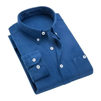 Мужская вельветовая рубашка Slim Fit с лацканами, рубашка с длинными рукавами, топы, однотонные карманы, повседневная рубашка, офисная спецодежда L вино красного