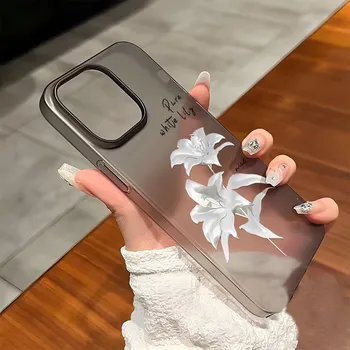 Чехлы для мобильных телефонов iPhone 11 13 15 Pro Max 12 14 Pro Max Чехол для iPhone 16 15 Plus 13 Pro 12 Матовая текстура с рисунком в виде мультяшных цветов iPhone 11 белый