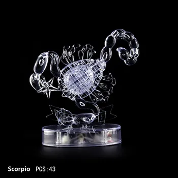 (Драгоценная память)3D-хрустальная головоломка-головоломка «Прозрачные двенадцать 12 созвездий астролога», вспышка, светодиодный свет