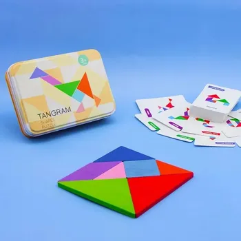 3D деревянный узор пазл с изображением животных, красочная игрушка Танграм, детские игрушки Монтессори для раннего образования, сортировочные игры, игрушки, подарок для детей