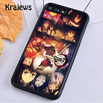 Чехол для телефона Krajews Kimetsu no Yaiba с персонажами для iPhone 14 5 SE 6s 7 8 plus XR XS 11 12 13 pro max Samsung S21 S22ultra iPhone 6plus