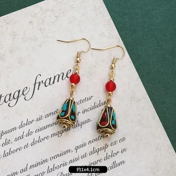 Retro niche design Nepalese exotic Tibetan earrings femininity simple personality handmade earrings