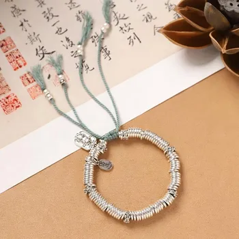 Original design Tibetan entanglement bracelet, retro hand-woven men s and women s bracelets, high-end broken silver bracelet.