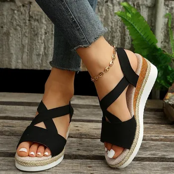 Fashion Women Design Wedge Sandals Female Summer Outdoor Elegant Pointed Toe High Heels Shoes Ladies Sandals Thick Sole Casual Sandals 36 красный