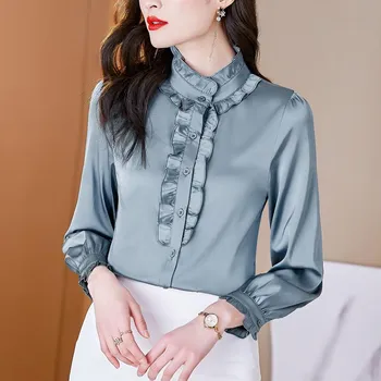 Рубашка класса люкс из шелка Mulberry от Early Autumn, женская рубашка с длинными рукавами, новый стиль S белый